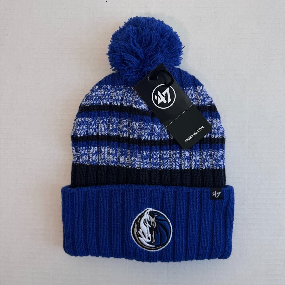Dallas Mavericks Hat Beanie Cuff NBA Basketball Pom 47 Brand One Size Blue NEW